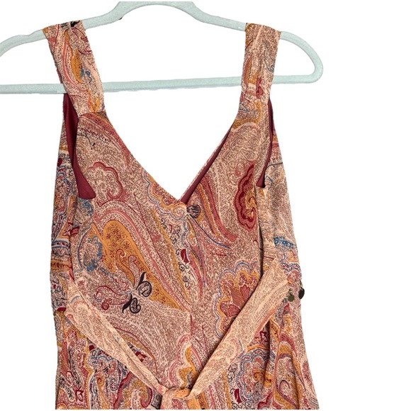 Jonathan Martin Colorful Paisley Ruffled Tiered Sundress With Coin Belt Tie 10P - Picture 9 of 13